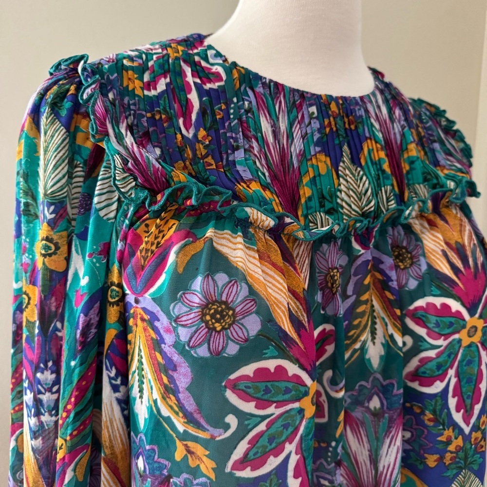 Nicole Miller Boho Chiffon Blouse - Picture 2 of 8